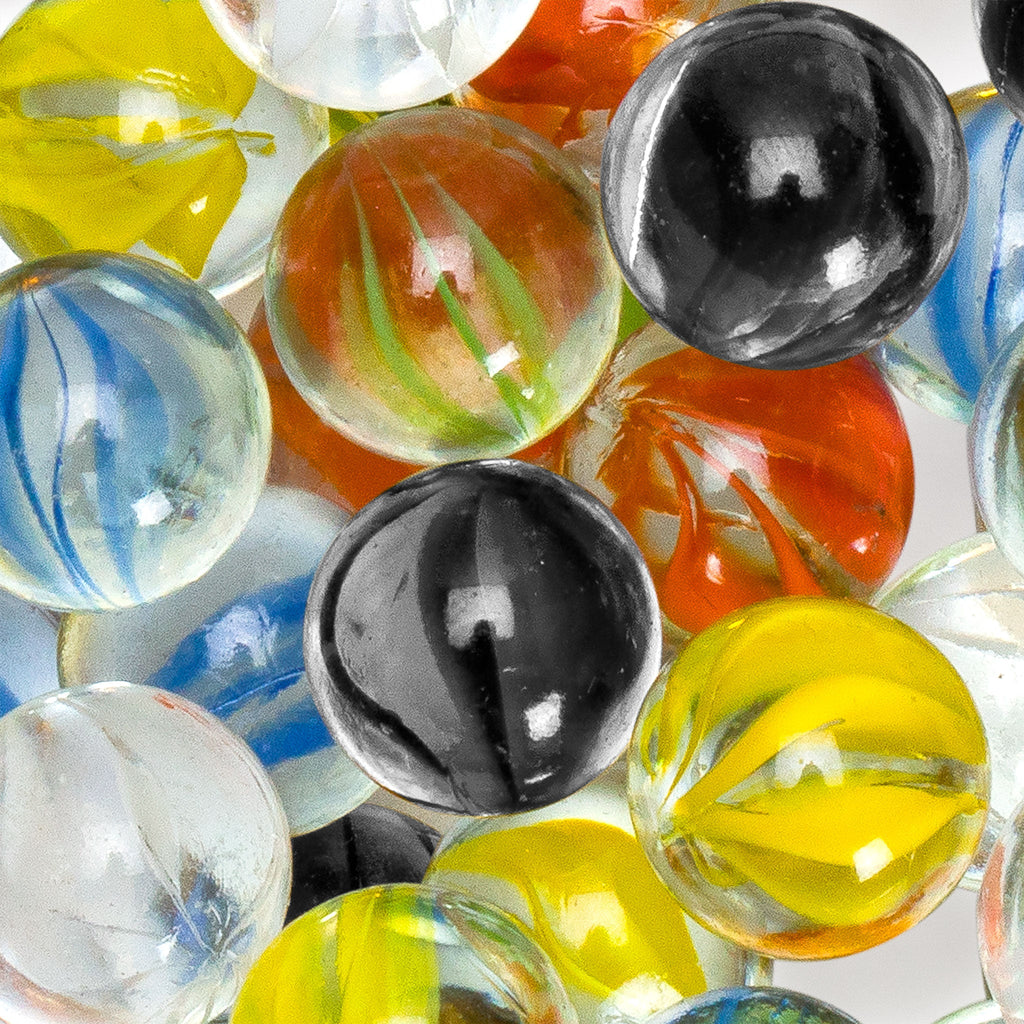 60 Pieces Translucent Chinese Checkers Glass Marbles with Petal Design - 14 Millimeters-Yellow Mountain Imports-Yellow Mountain Imports