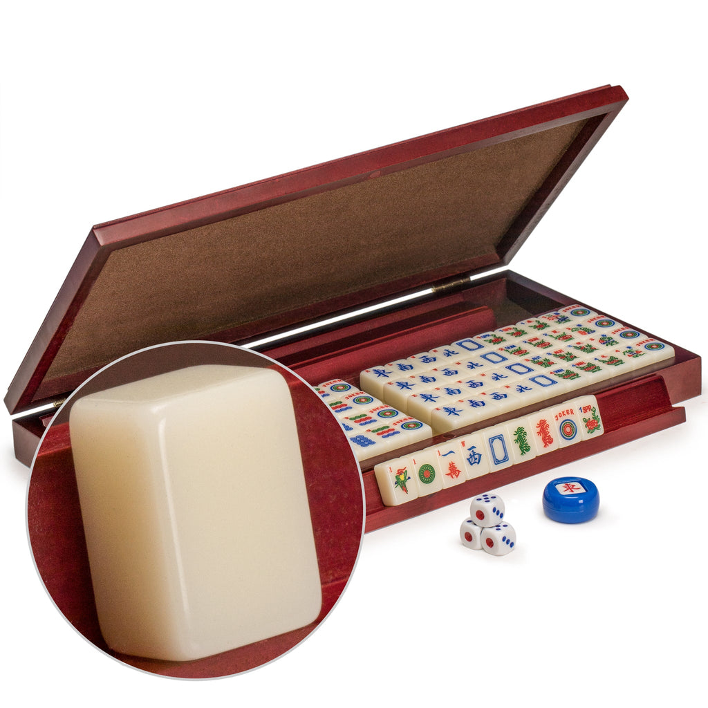 American Mahjong Set, "Classic Mini" with Portable Wooden Case - Four Wooden Racks, Wind Indicator, and Dice-Yellow Mountain Imports-Yellow Mountain Imports