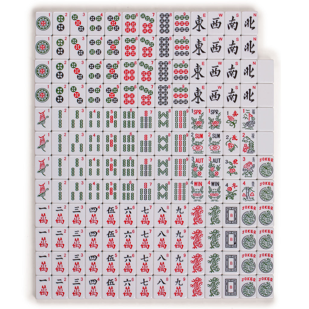 American Mahjong Set, "Elemental" with Aluminum Case - Racks with Pushers, Scoring Coins, Dice, and Wind Indicator-Yellow Mountain Imports-Yellow Mountain Imports
