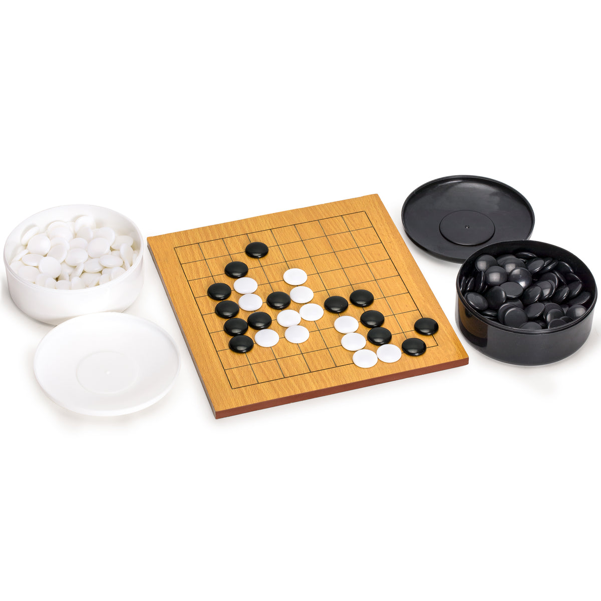Beechwood Veneer 0.4-Inch Etched Beginner's 9x9 Go Game Set Board