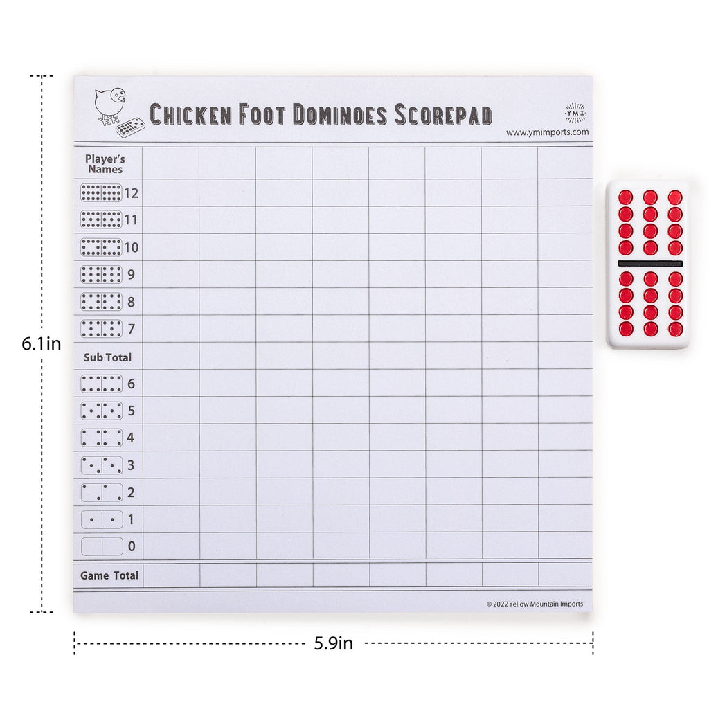 Chicken Foot Dominoes Scorepad - 50 Sheets-Yellow Mountain Imports-Yellow Mountain Imports