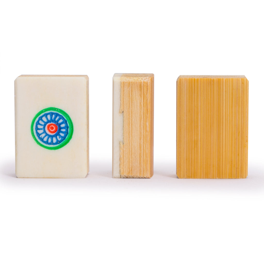 Chinese Mahjong Set, "Bone and Bamboo Tiles" in Rosewood Case - Set Of Betting Sticks, Dice, & Four Wind Tiles-Yellow Mountain Imports-Yellow Mountain Imports