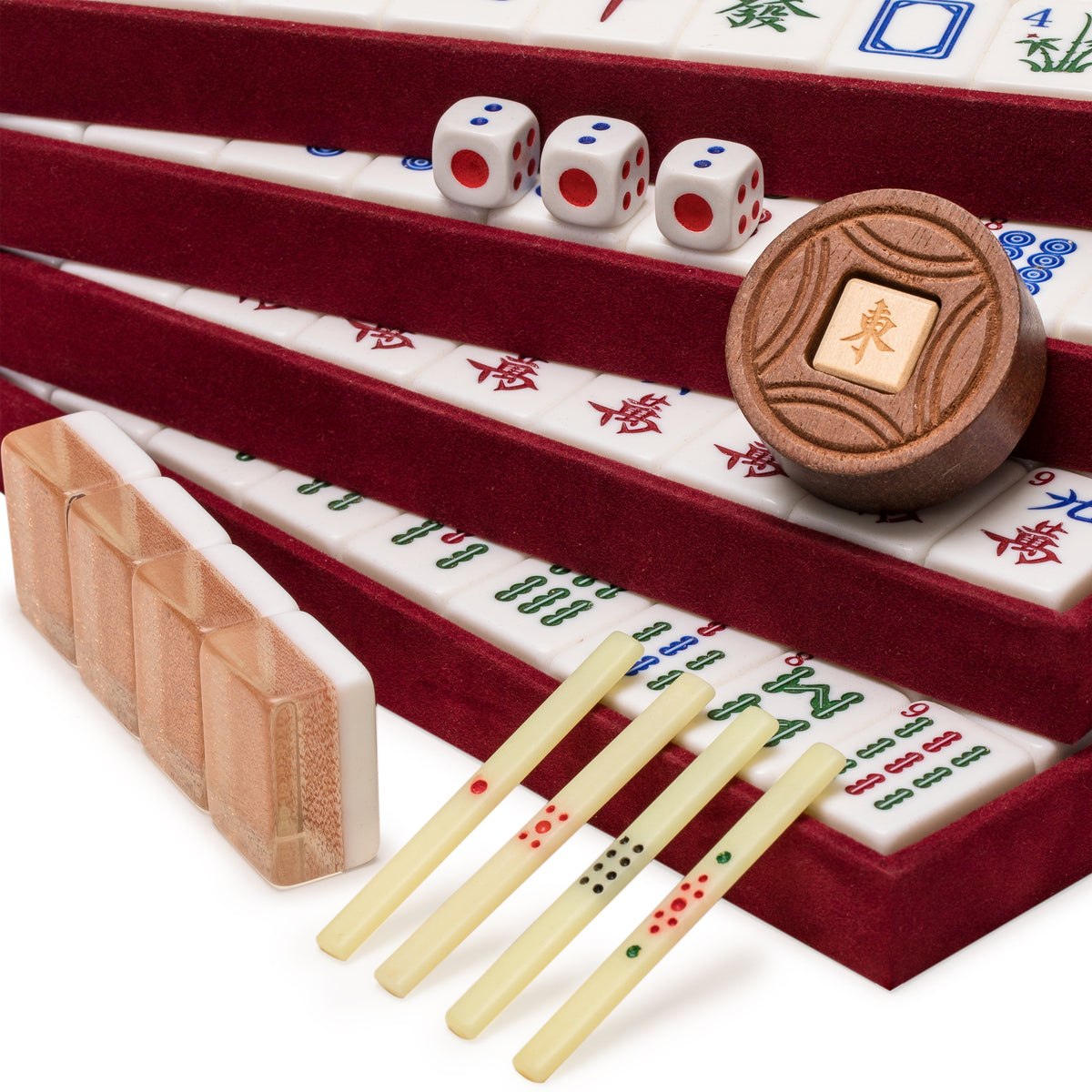 Classic Chinese Mahjong Game Set, Champagne Gold - with 148