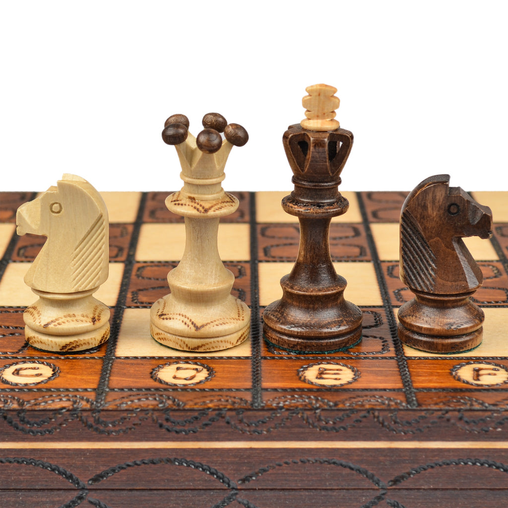Handmade European Wooden Chess Set with 16-Inch Board and Hand Carved Chess Pieces, "Junior"-Wegiel-Yellow Mountain Imports