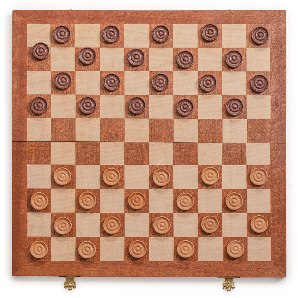 Husaria 15.4-Inch International Checkers Folding Wooden Game Set - 10x10 Board-Husaria-Yellow Mountain Imports