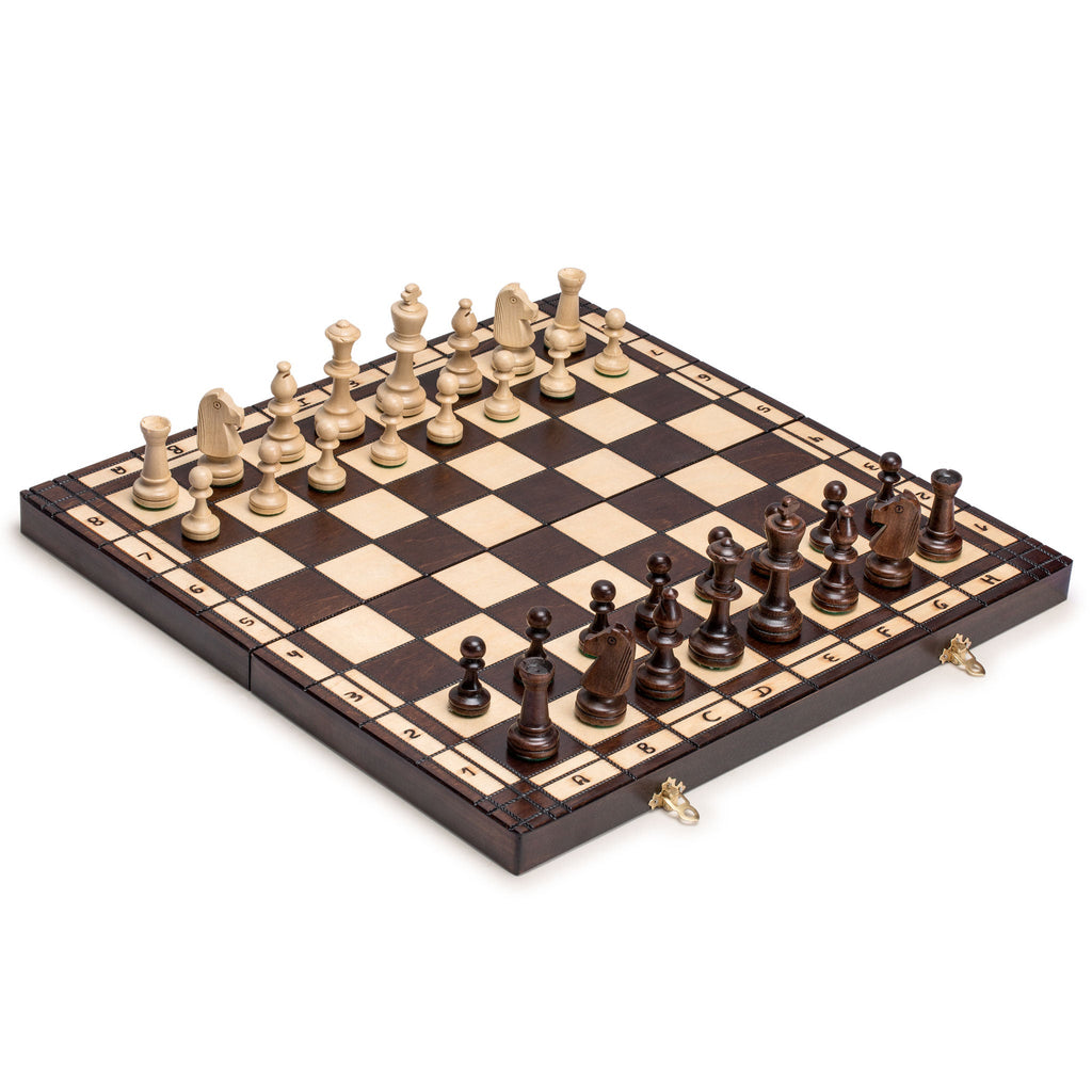 Husaria Large European Wooden Chess and Checkers Multi-Game Set, 19.7 Inches - with Foldable Board, Handcrafted Playing Pieces and Felt-lined Storage-Husaria-Yellow Mountain Imports