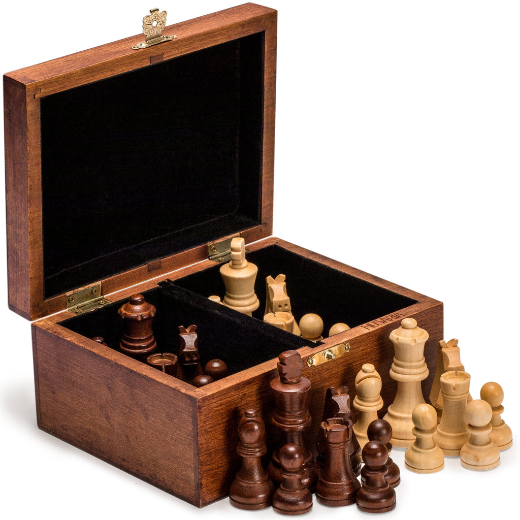 Husaria Staunton Tournament No. 4 Chessmen with 2 Extra Queens and Wooden Box, 3" Kings-Husaria-Yellow Mountain Imports