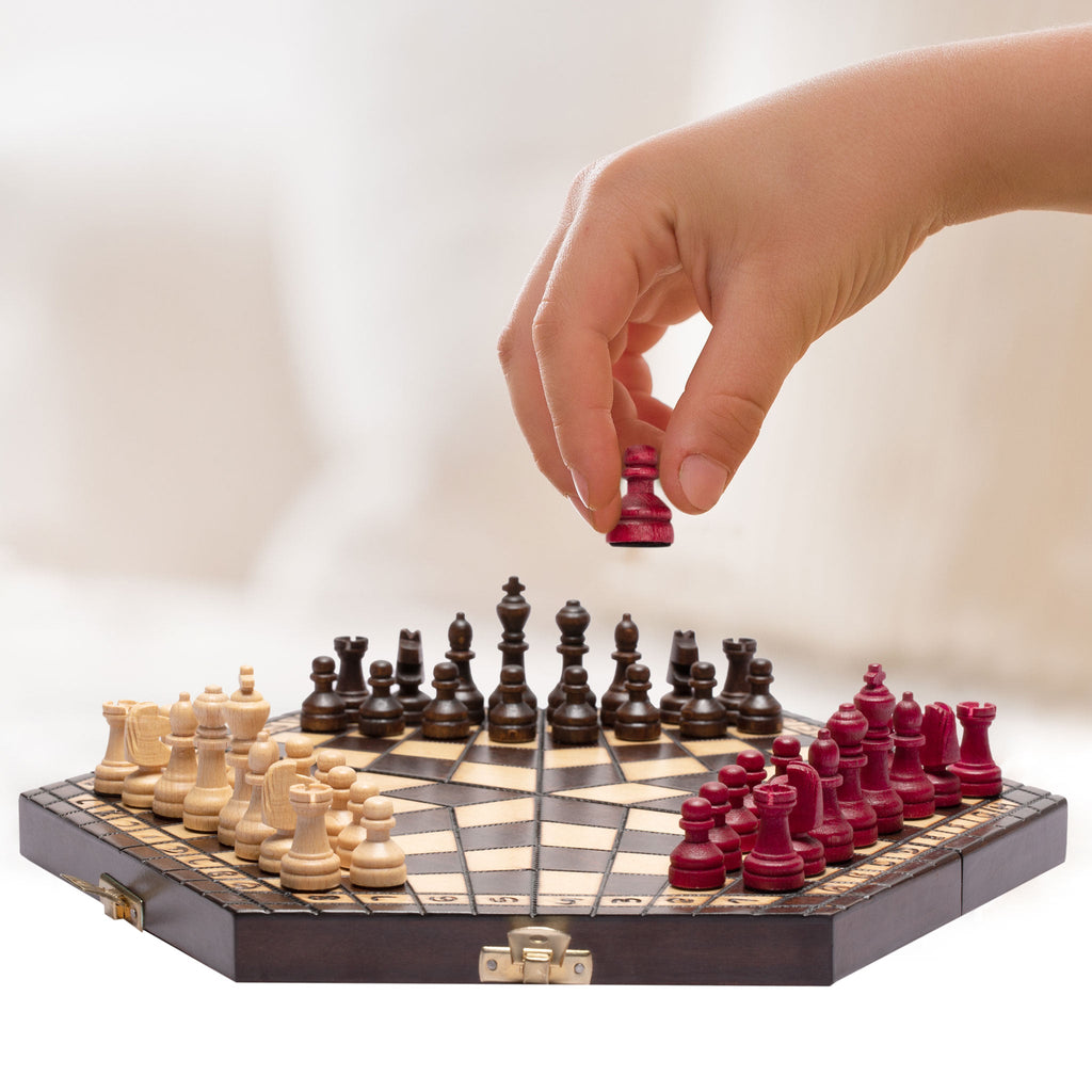 Husaria Wooden Three-Player Chess - 12"-Sunrise Handicrafts-Yellow Mountain Imports