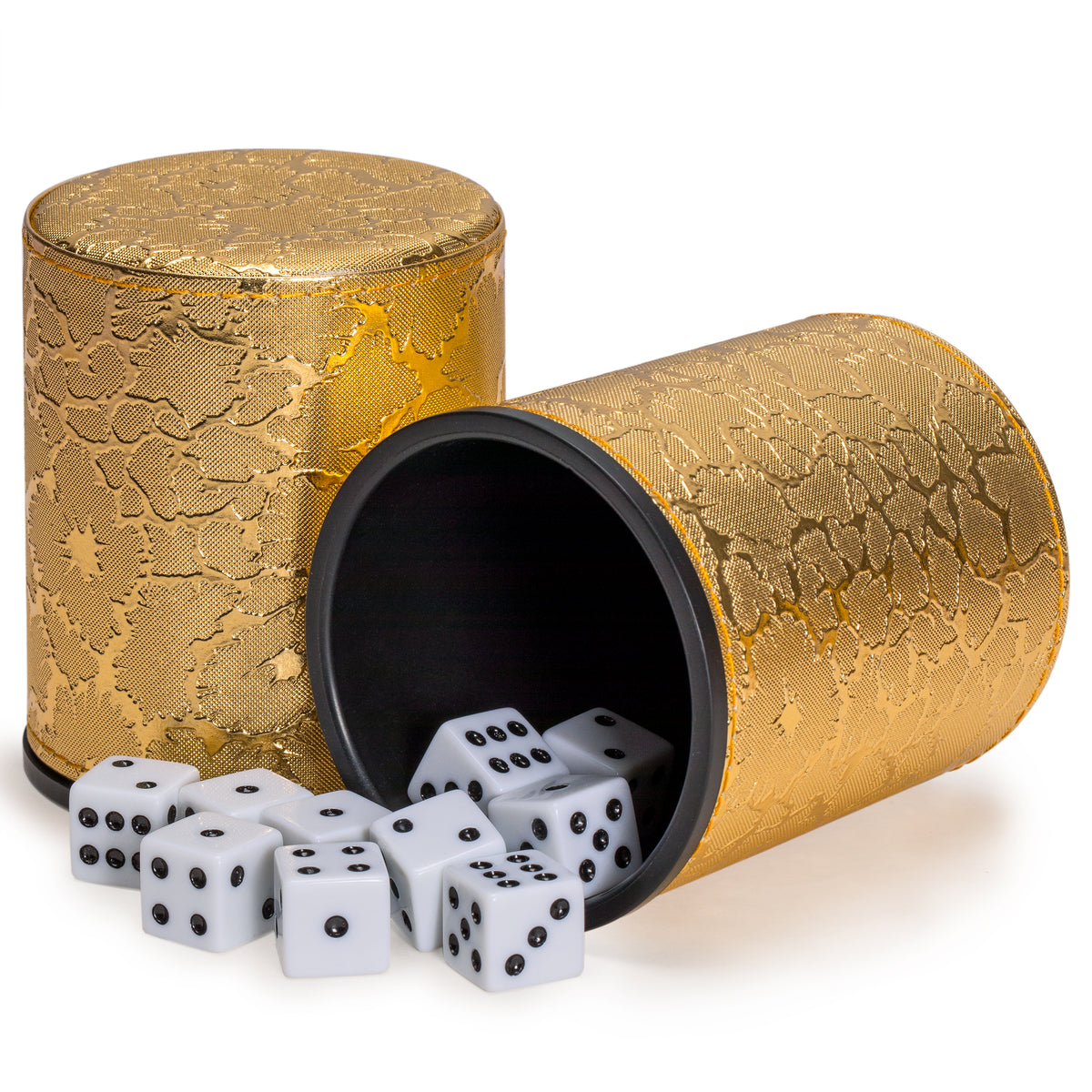 Liar's Dice Golden Cup Shaker Bluffing Game 4 Cups with 20 (16mm) Di