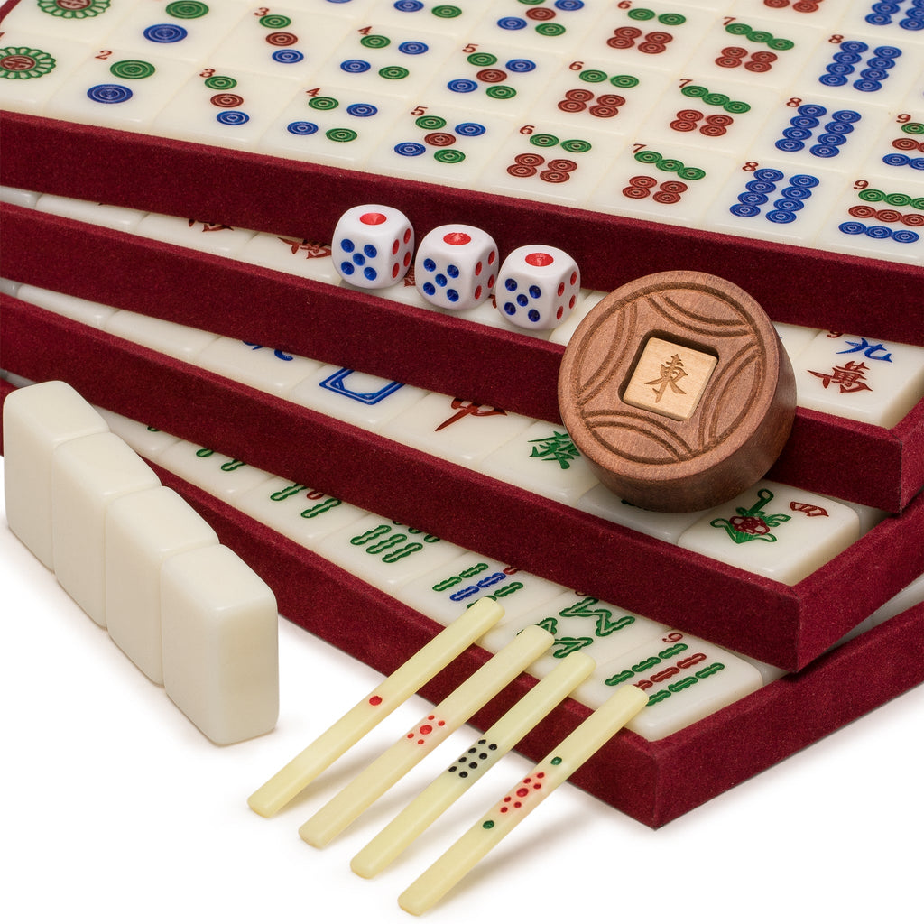 Professional Chinese Mahjong Game Set, "Pro Set" - with 148 Medium Size Tiles and Wooden Case-Yellow Mountain Imports-Yellow Mountain Imports