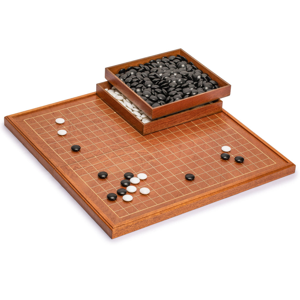 Rosewood 1" Folding Go Game Set Board with Double Convex Melamine Stones-Yellow Mountain Imports-Yellow Mountain Imports