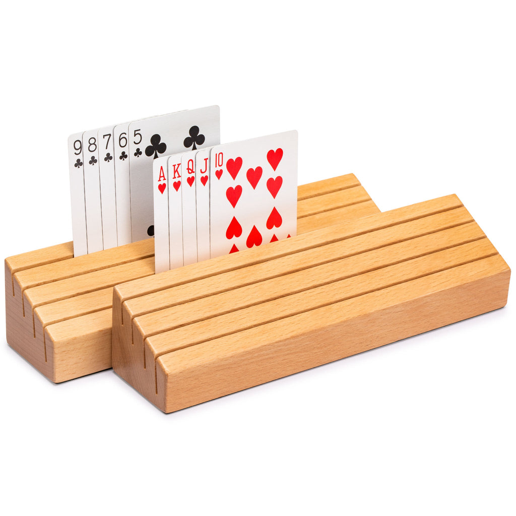Solid Beechwood Playing Card Holders - Set of 2-Yellow Mountain Imports-Yellow Mountain Imports