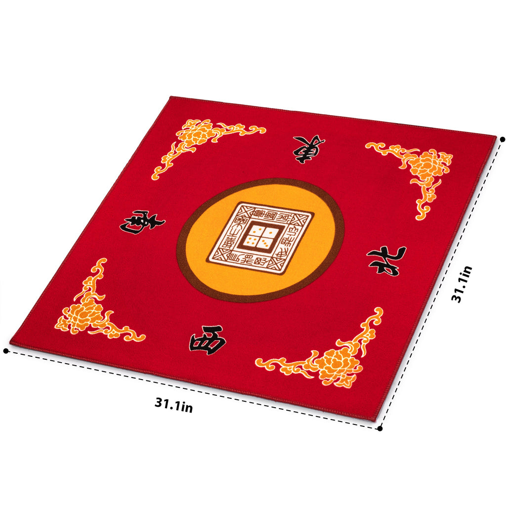 Table Cover for Mahjong, Poker, Card Games, Board Games, Tile Games, and Dominoes - Red, 31.1"-Yellow Mountain Imports-Yellow Mountain Imports