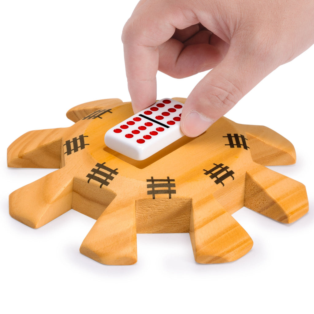 Wooden Hub Centerpiece for Mexican Train Dominoes Game (up to 8 Players) - 5.8"-Yellow Mountain Imports-Yellow Mountain Imports