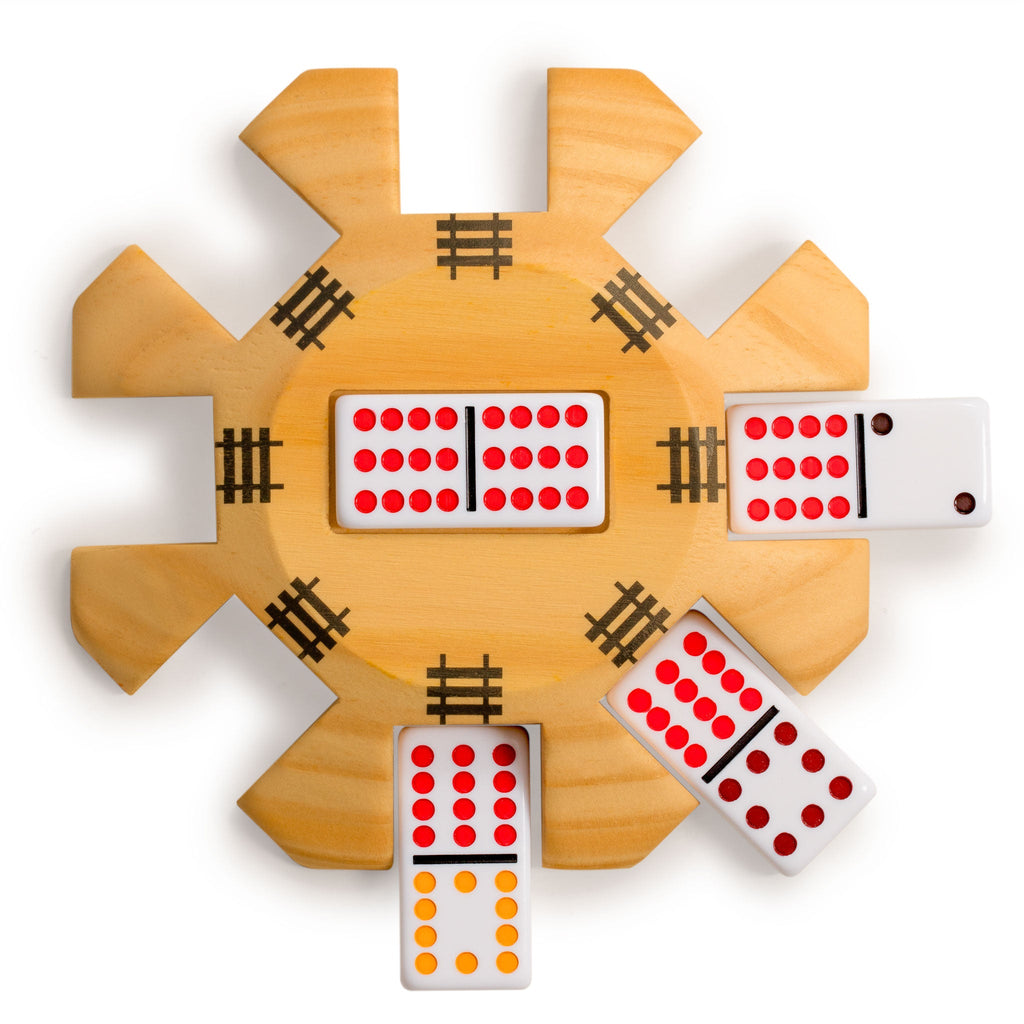 Wooden Hub Centerpiece for Mexican Train Dominoes Game (up to 8 Players) - 5.8"-Yellow Mountain Imports-Yellow Mountain Imports