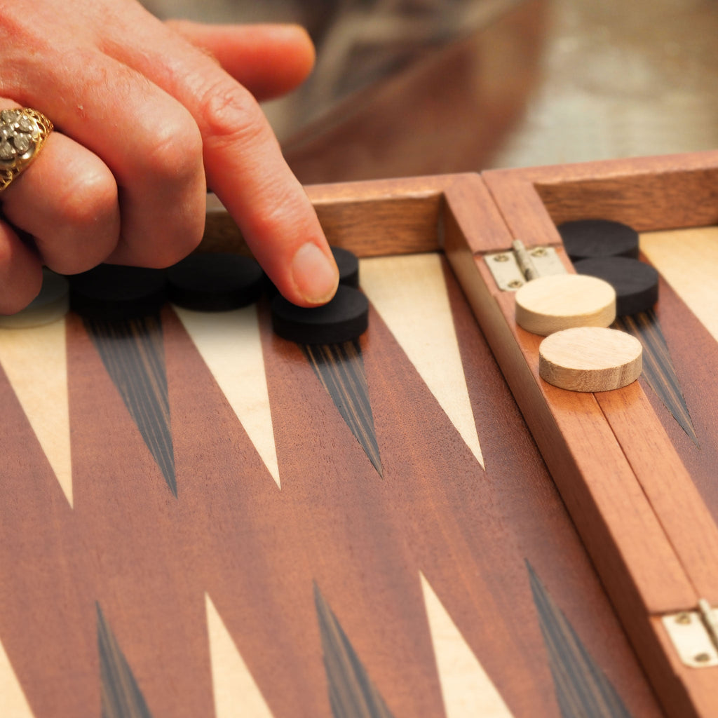 Wooden Inlaid Backgammon Game Set, "Dorne" - 13"-Yellow Mountain Imports-Yellow Mountain Imports