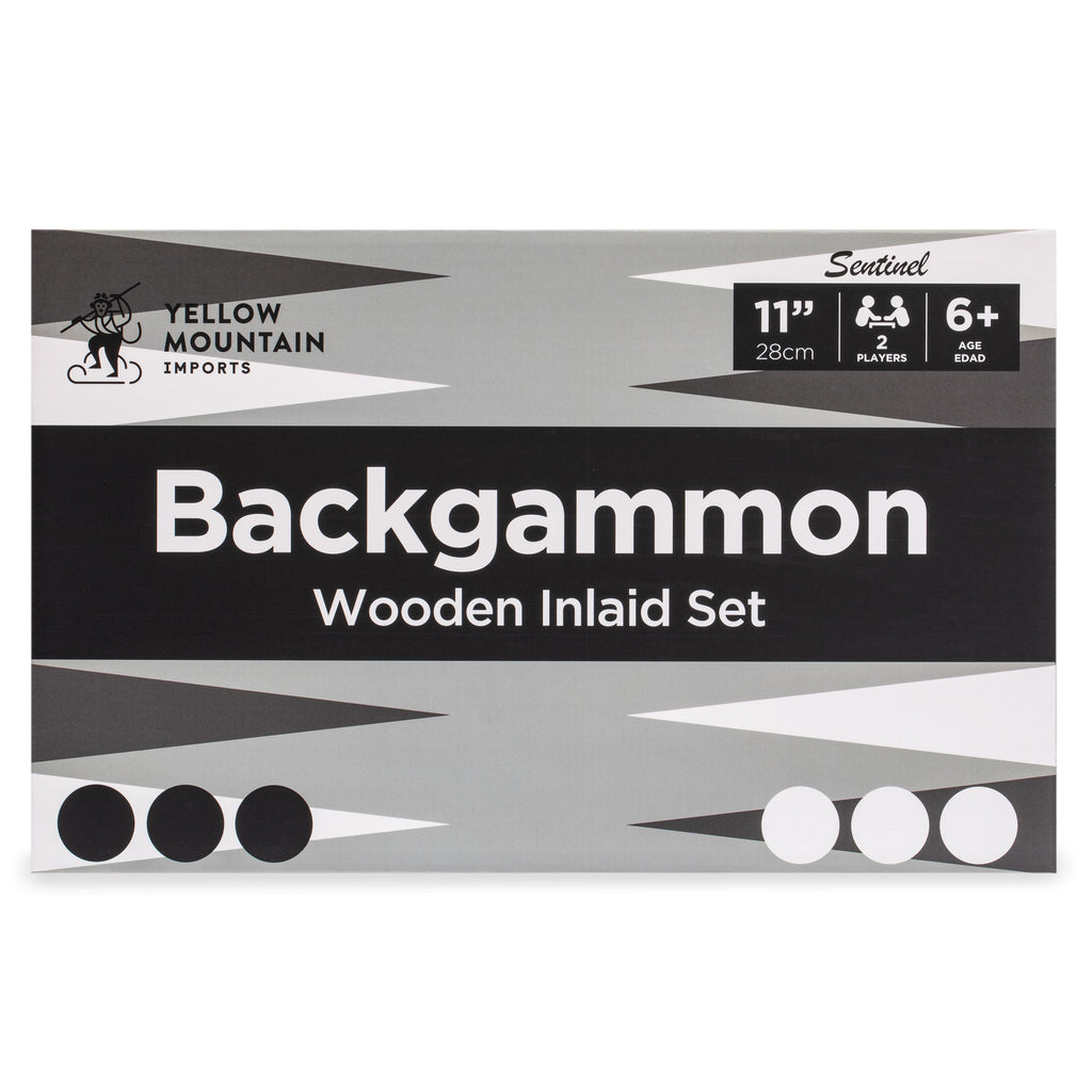 Wooden Inlaid Backgammon Game Set, "Sentinel" - 11"-Yellow Mountain Imports-Yellow Mountain Imports