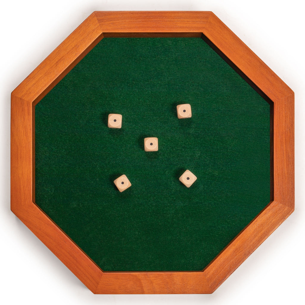 12.8" Octagonal, Wooden Dice Tray - Natural Wood Finish - with 16mm, 6-Sided Dice-Yellow Mountain Imports-Yellow Mountain Imports