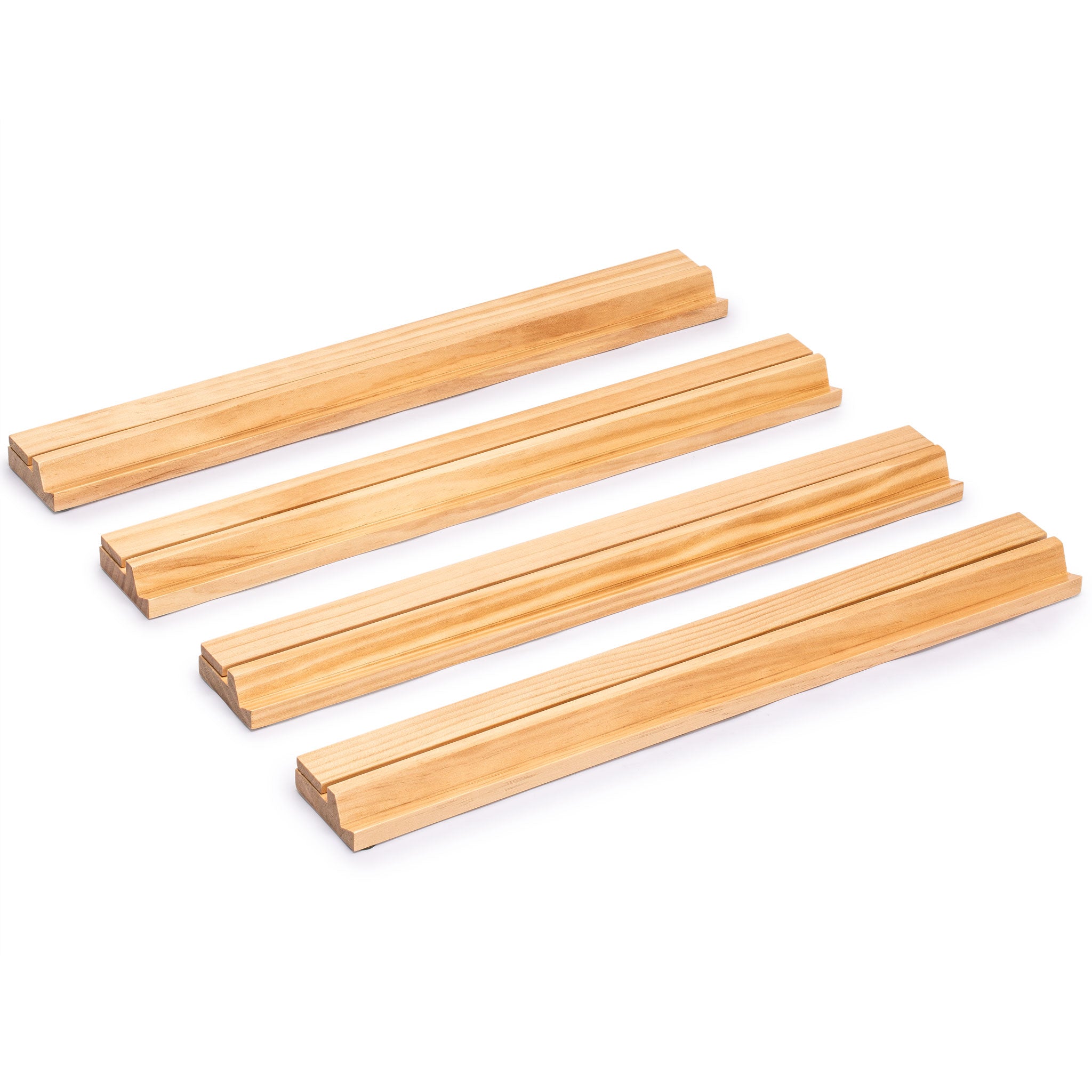 4 Râteliers à Tuiles Mahjong En Bois – 23 Cm, Rainurés, Compatibles Dominos Et Train Mexicain