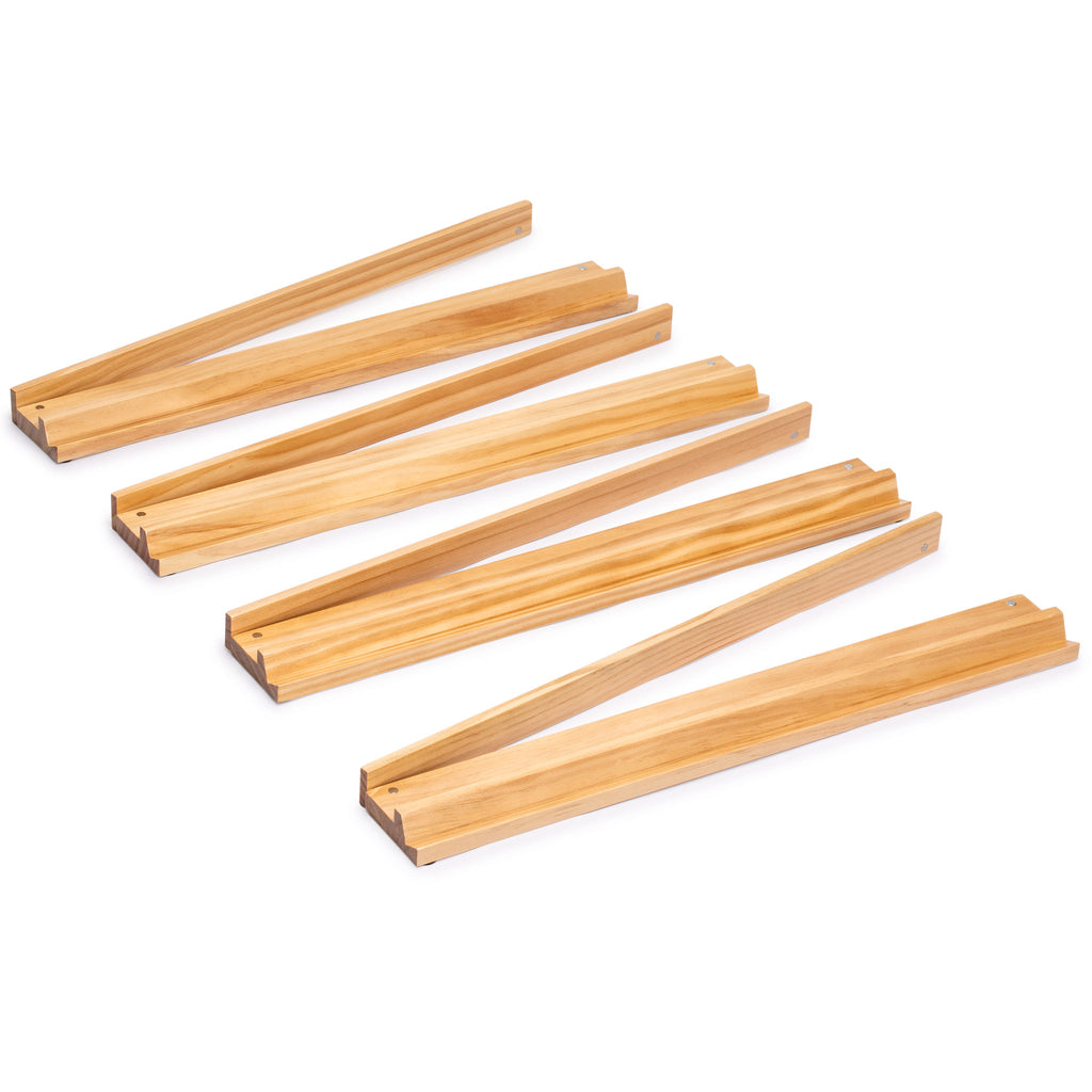 18" Natural Pine Wooden Mahjong Racks with Pushers - Set of 4 (Racks with Pushers Only)-Yellow Mountain Imports-Yellow Mountain Imports