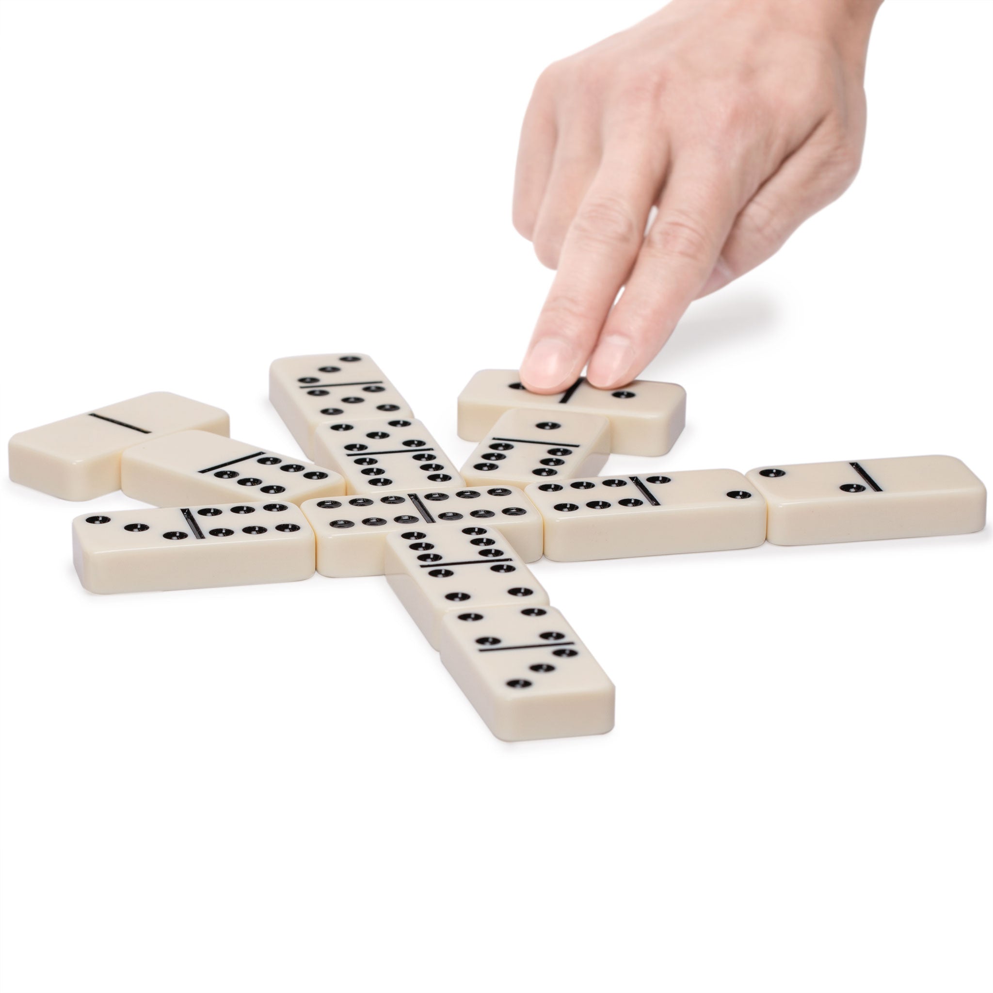 28 Tiles Double 6 Dominoes (Pips/Dots) Game Set with Dark Oak Wood