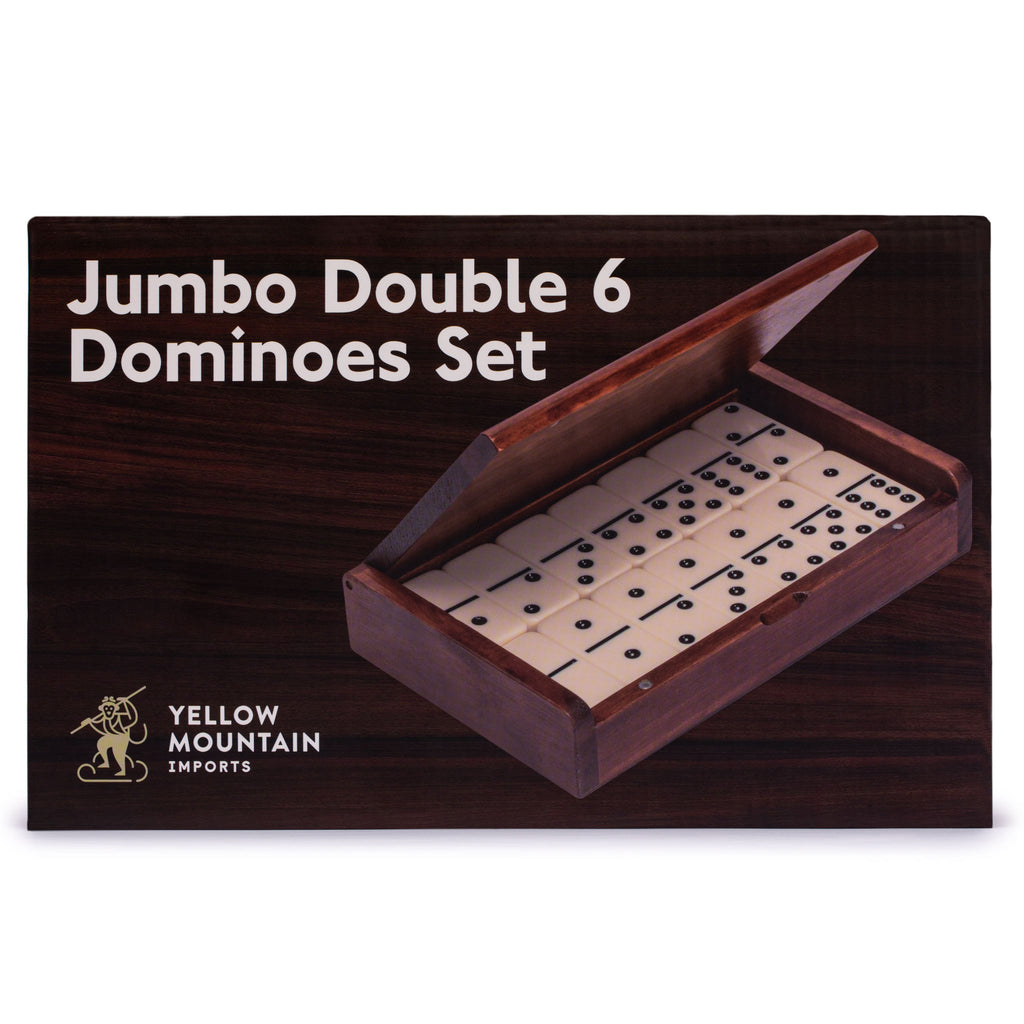 28 Tiles Double 6 Dominoes (Pips/Dots) Game Set with Dark Oak Wood Case-Yellow Mountain Imports-Yellow Mountain Imports