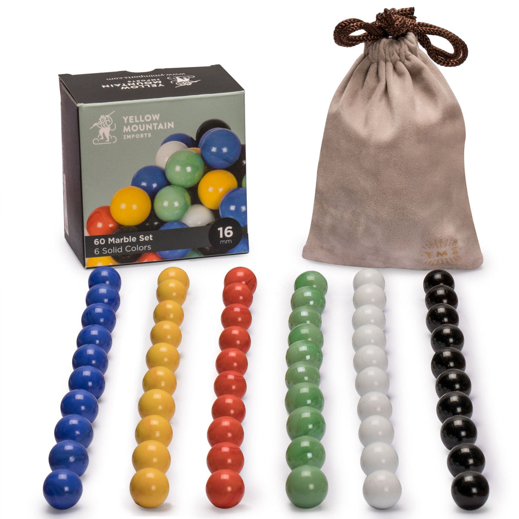 60 Pieces Chinese Checkers Glass Marbles Set with Solid Colors - 16 Millimeters-Yellow Mountain Imports-Yellow Mountain Imports
