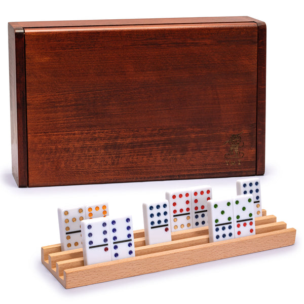 91 Tiles Double 12 Dominoes (Pips/Dots) Game Set with Wooden Case