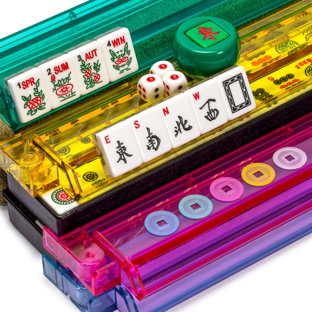 American Mahjong Game Set, "Panda" - with Earthy Green Soft Case, Racks with Pushers, Scoring Coins, Dice, & Wind Indicator-Yellow Mountain Imports-Yellow Mountain Imports