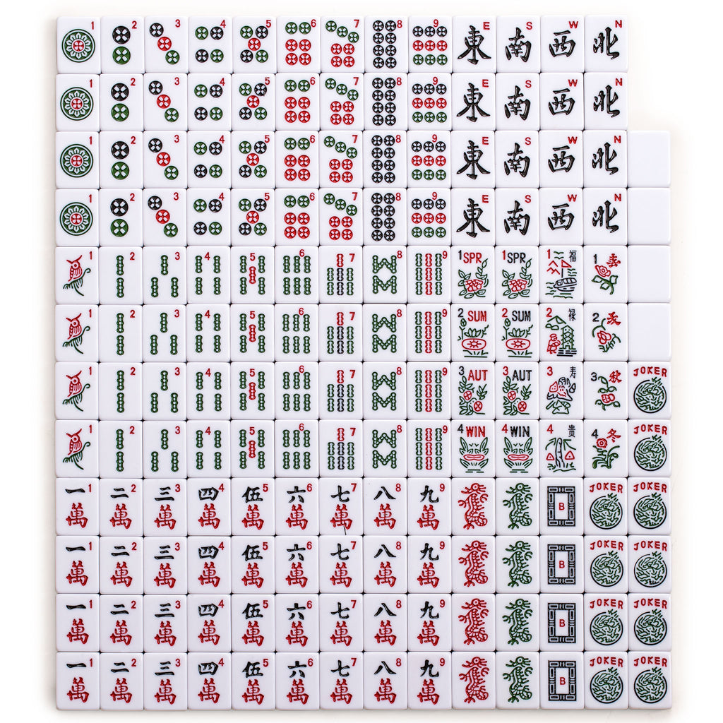 American Mahjong Game Set, "Santorini" with Blue Soft Case - Racks with Pushers, Scoring Coins, Dice, and Wind Indicator-Yellow Mountain Imports-Yellow Mountain Imports