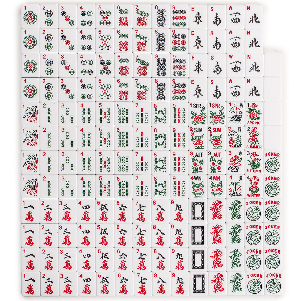American Mahjong Set, “Aloha” - 166 Tiles with Plumeria Motif, Acrylic Racks with Pushers, Quilted Island Sage Green Case, Scoring Coins, Dice & Wind Indicator-Yellow Mountain Imports-Yellow Mountain Imports