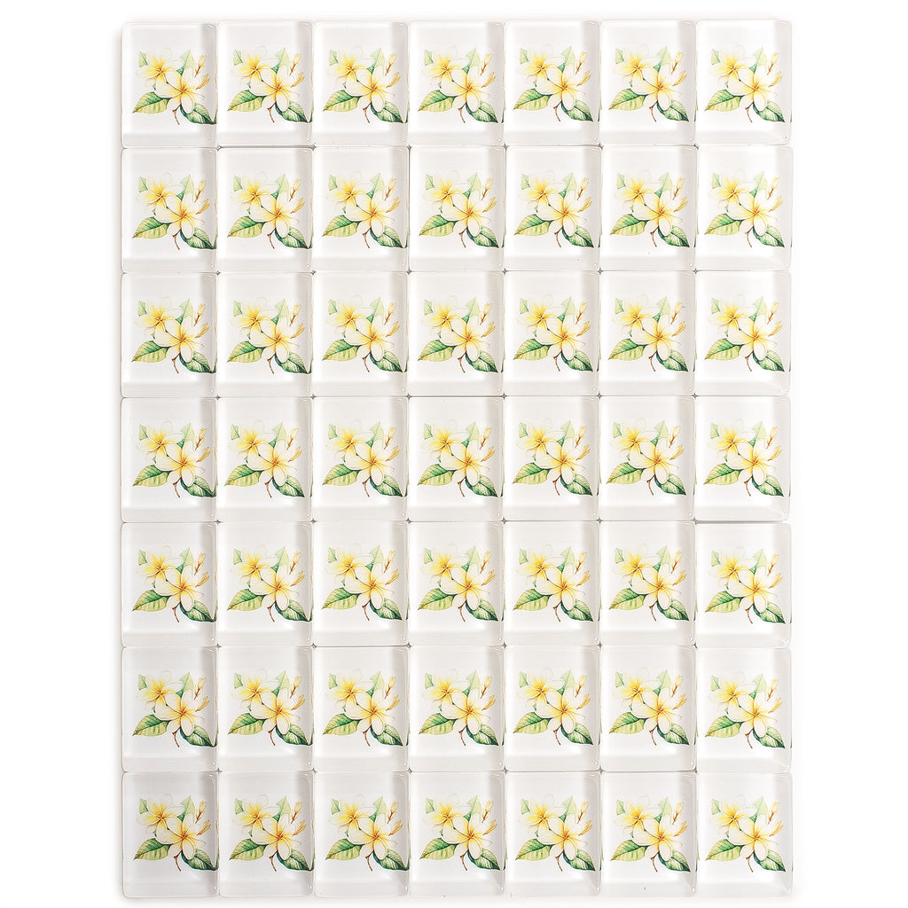 American Mahjong Set, “Aloha” - 166 Tiles with Plumeria Motif, Acrylic Racks with Pushers, Quilted Island Sage Green Case, Scoring Coins, Dice & Wind Indicator-Yellow Mountain Imports-Yellow Mountain Imports