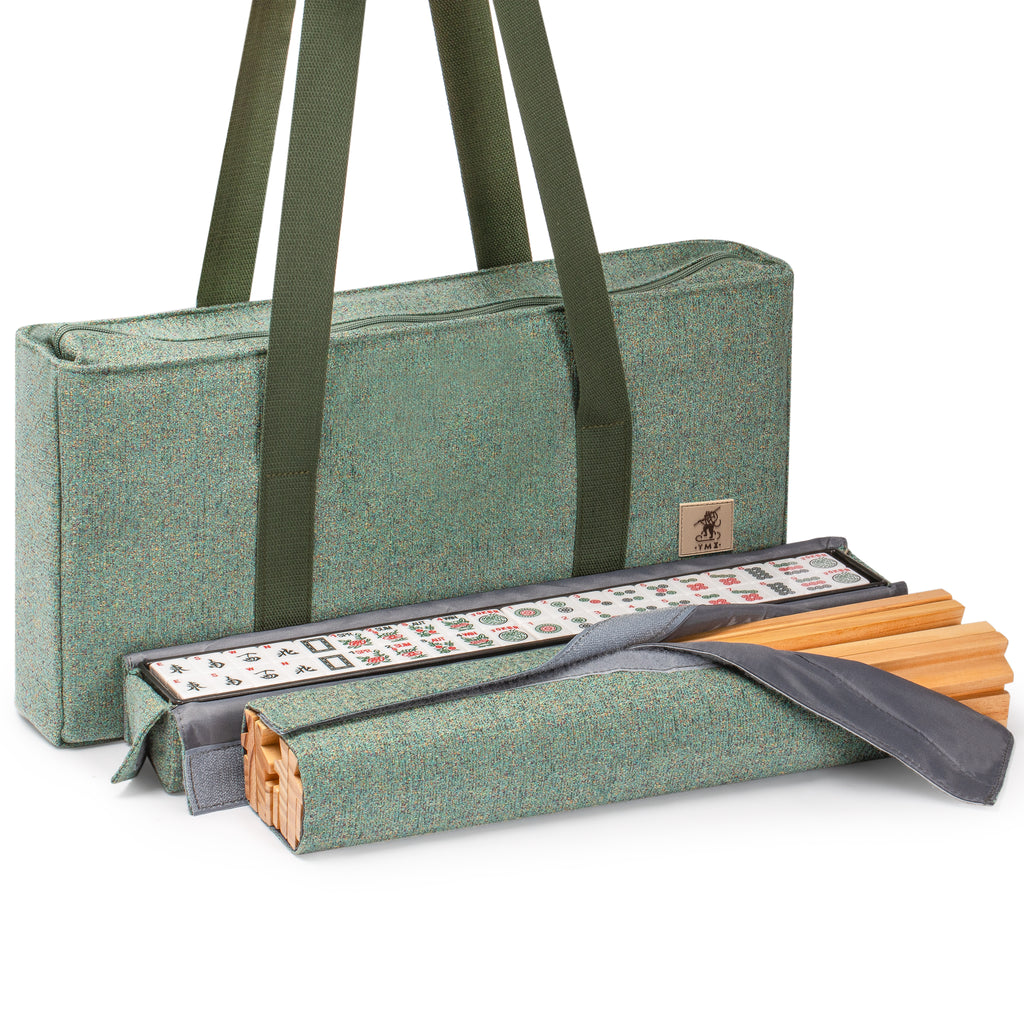 American Mahjong Set, "Atlantica" with Fabric Case, 4 Wooden Pusher Racks, Wind Indicator, Dice & Wright Patterson Count Scoring Coins-Yellow Mountain Imports-Yellow Mountain Imports