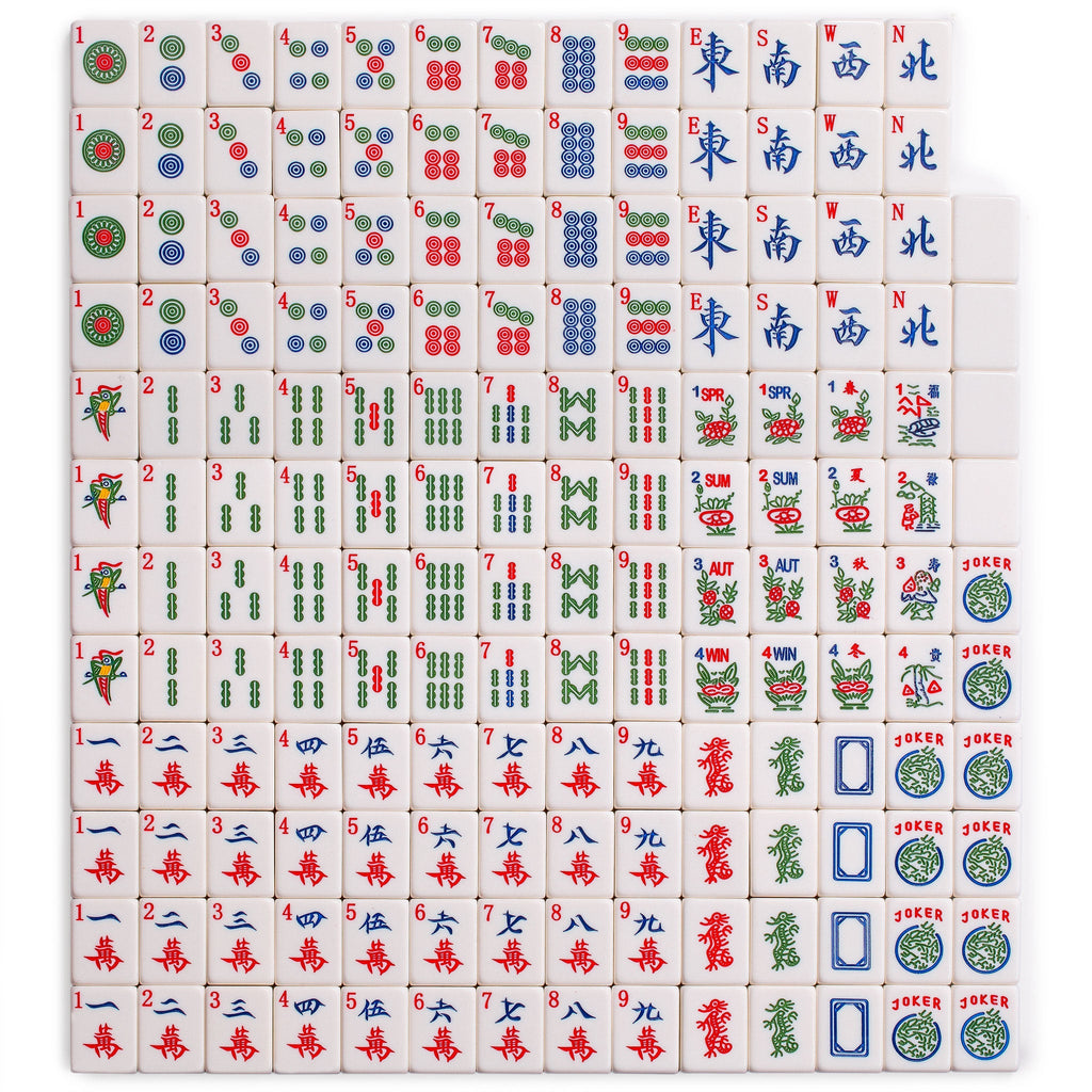 American Mahjong Set, "Blossoms" with Soft Case - Racks with Pushers, Scoring Coins, Dice, and Wind Indicator-Yellow Mountain Imports-Yellow Mountain Imports