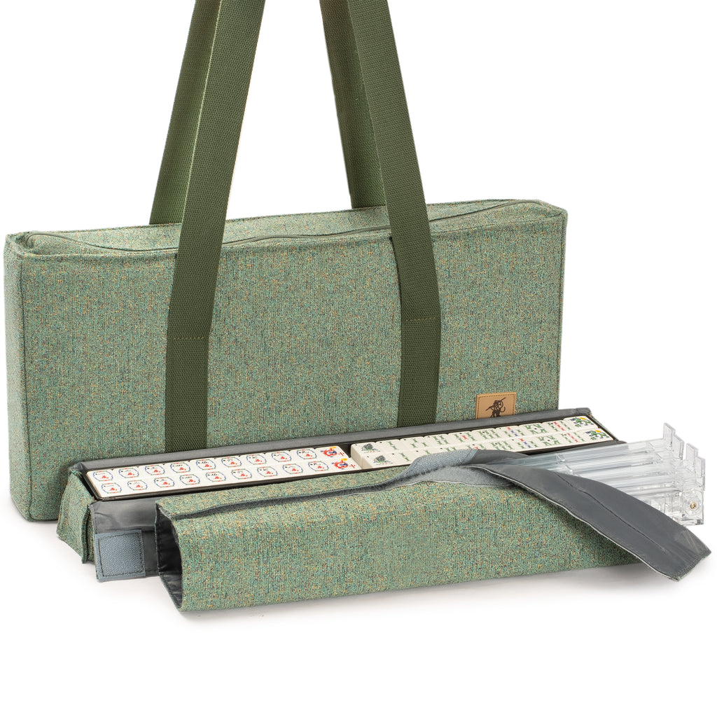 American Mahjong Set “Celestial Harmony” Intricately Detailed Carved Tiles, Green Soft Case, Acrylic Racks with Pushers, Dice, Wind Indicator & Wright Patterson Scoring Coins-Yellow Mountain Imports-Yellow Mountain Imports