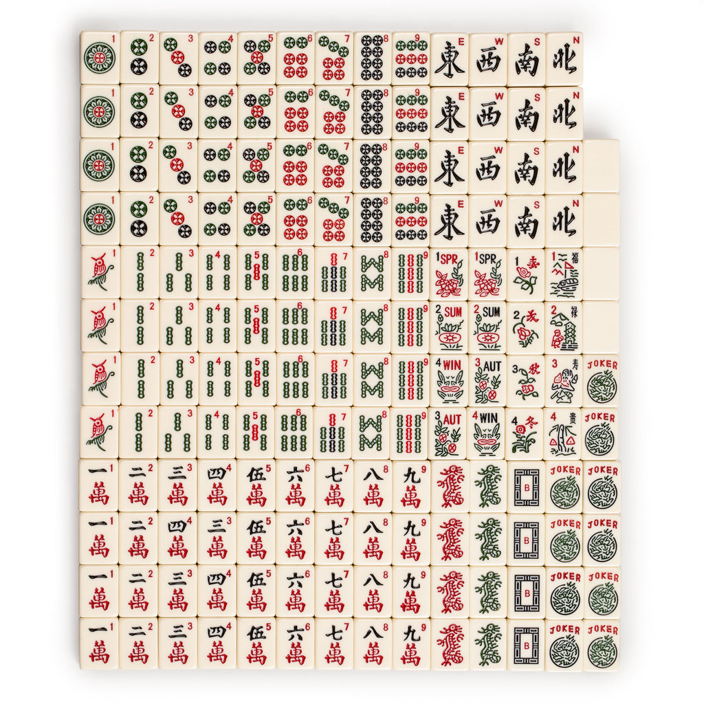 American Mahjong Set, "Classic Luxe" with Wooden Case, 4 Wooden Pusher Racks, Wind Indicator, Dice & Wright Patterson Count Scoring Coins-Yellow Mountain Imports-Yellow Mountain Imports
