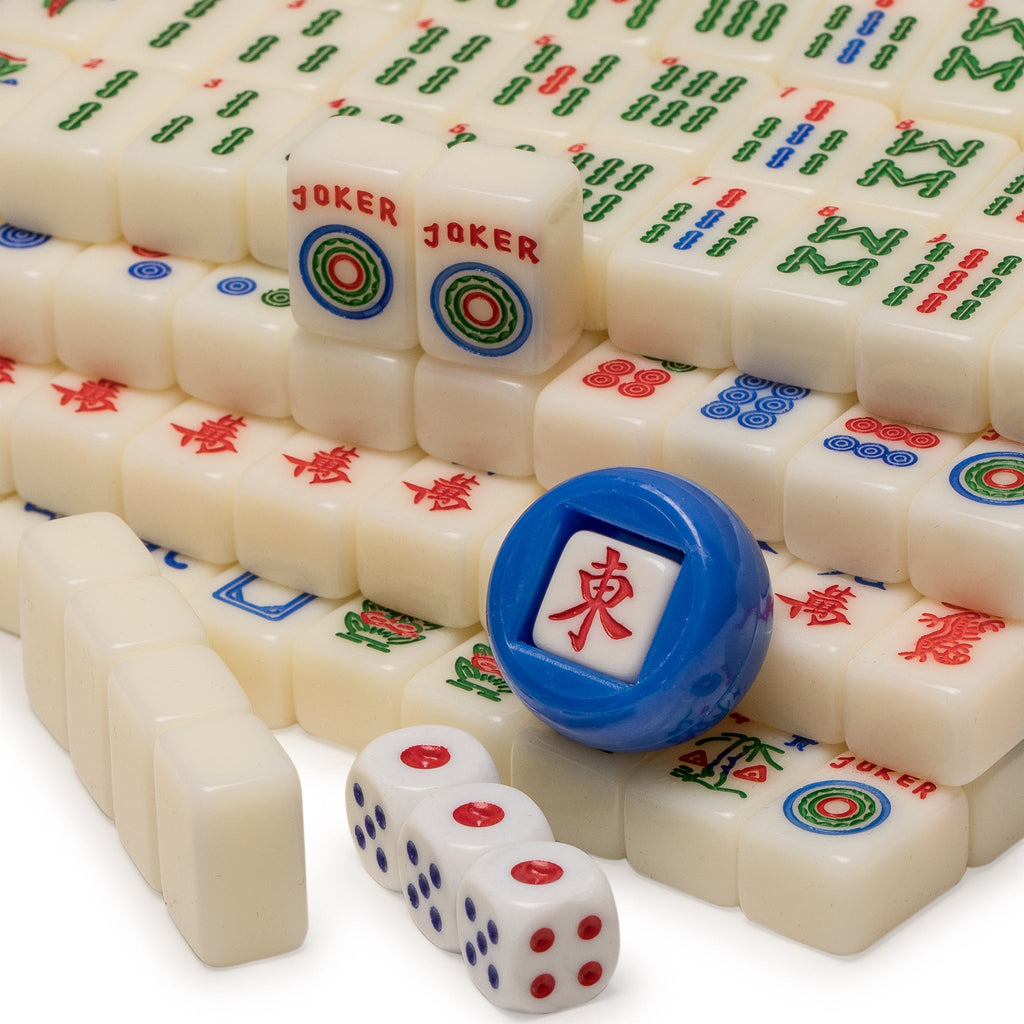 American Mahjong Set, "Classic Mini" with Portable Wooden Case - Four Wooden Racks, Wind Indicator, and Dice-Yellow Mountain Imports-Yellow Mountain Imports