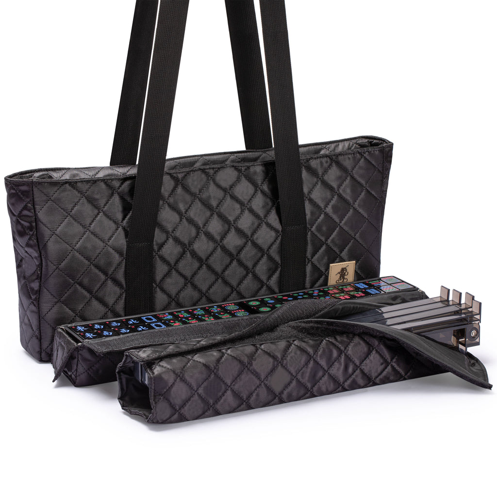 American Mahjong Set, "Deco" with Black Soft Case - All-in-One Racks with Pushers, Scoring Coins, Dice, and Wind Indicator-Yellow Mountain Imports-Yellow Mountain Imports