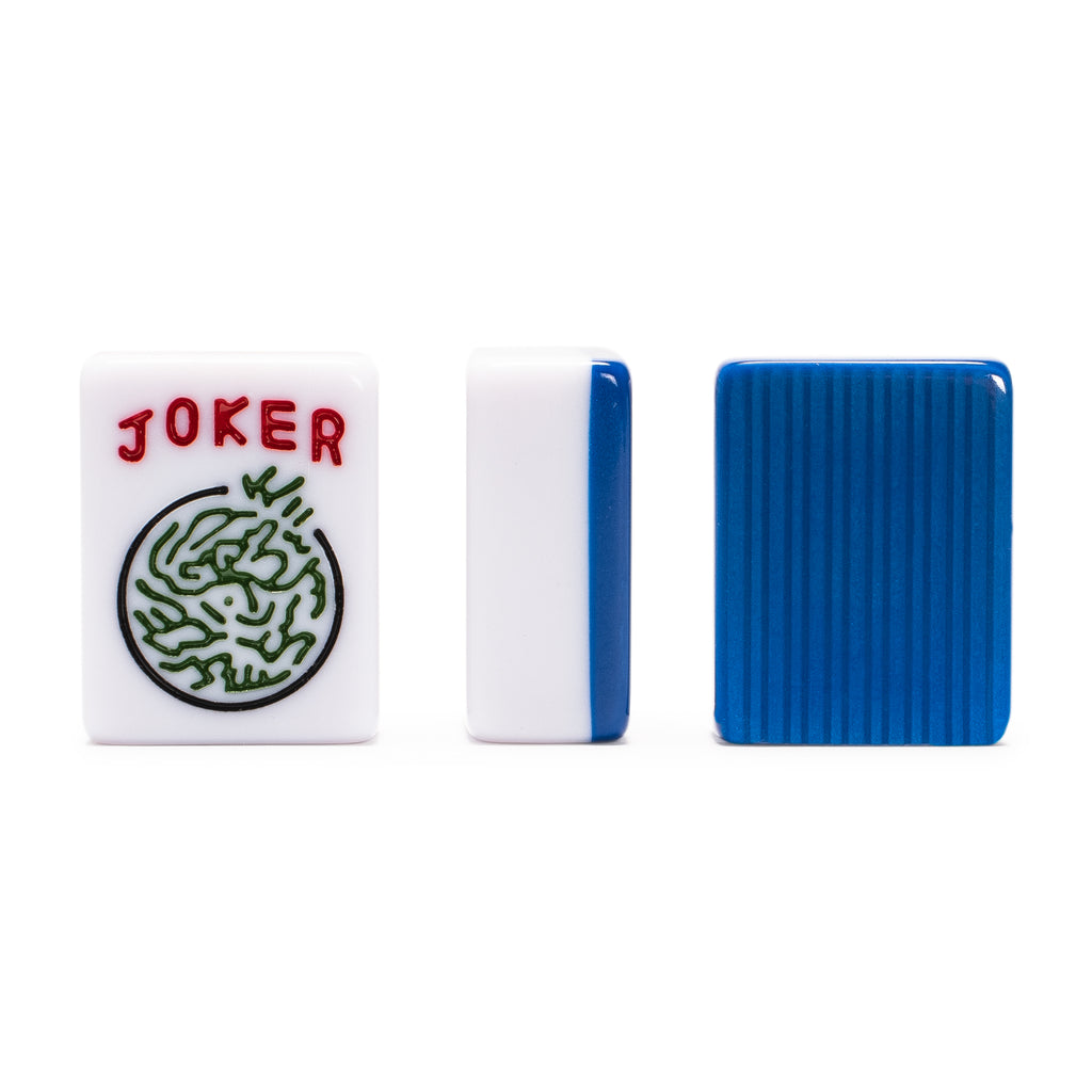American Mahjong Set, "Harbor Tide" with Beige and Blue Canvas Tote Bag - Racks with Pushers, Scoring Coins, Dice, and Wind Indicator-Yellow Mountain Imports-Yellow Mountain Imports