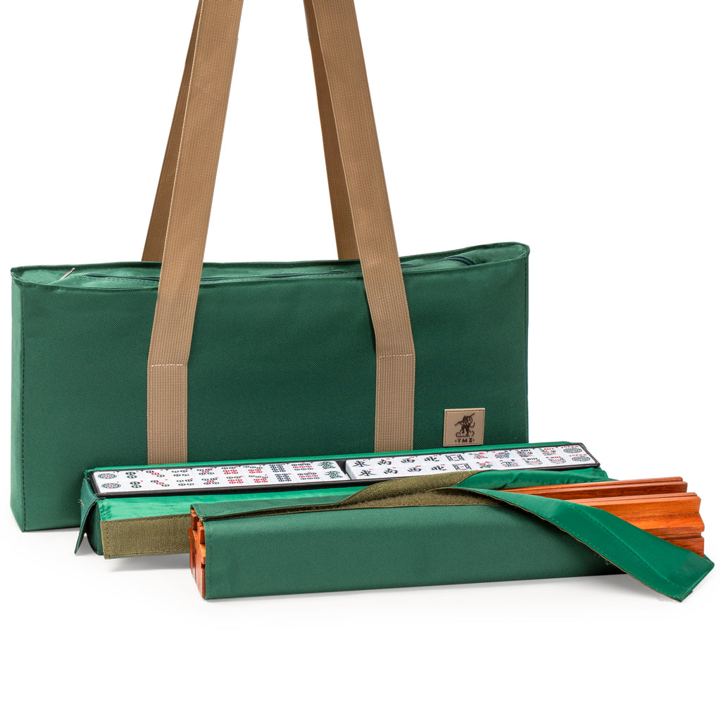 American Mahjong Set, "Huntington" with Mineral Green Soft Case - Racks with Pushers, Scoring Coins, Dice, & Wind Indicator-Yellow Mountain Imports-Yellow Mountain Imports