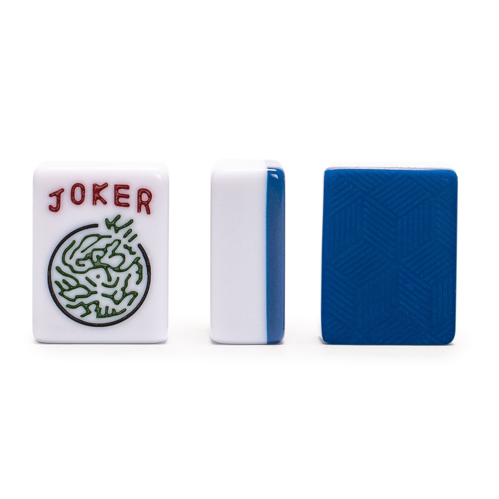 American Mahjong Set, "Indigo Tides" with Blue Soft Case - Racks with Pushers, Scoring Coins, Dice, and Wind Indicator-Yellow Mountain Imports-Yellow Mountain Imports