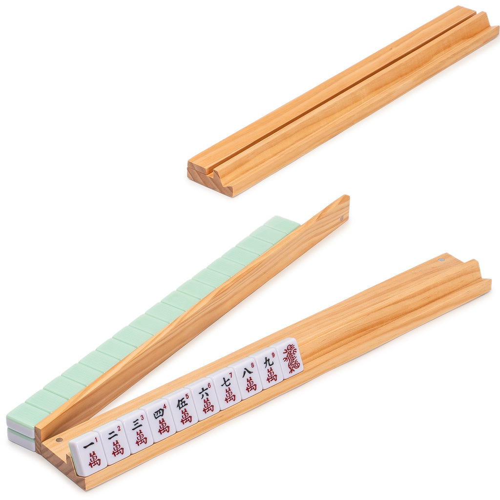 American Mahjong Set, “Jade Horizon” – 166 Tiles with Wooden Racks & Pushers, Wright Patterson Scoring Coins, Dice, Wind Indicator, and Soft Beige Case-Yellow Mountain Imports-Yellow Mountain Imports