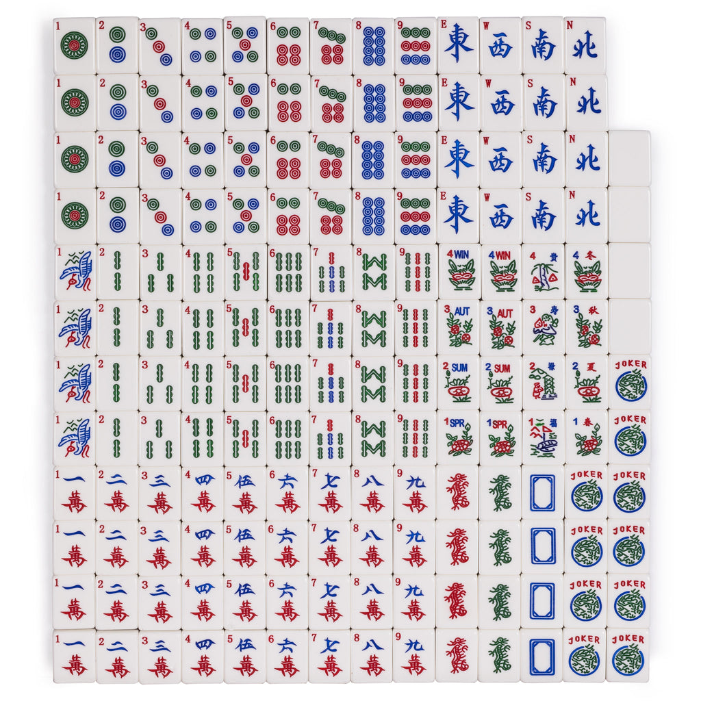 American Mahjong Set, "Koi Fish" with Wooden Case - 4 Wooden Racks, Acrylic Pushers, Scoring Coins, Dice, & Wind Indicator-Yellow Mountain Imports-Yellow Mountain Imports