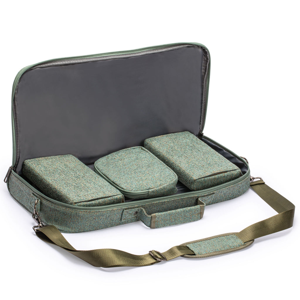 American Mahjong Set, "Oceana" with Heather Teal Soft Case - Racks with Pushers, Scoring Coins, Dice, and Wind Indicator-Yellow Mountain Imports-Yellow Mountain Imports