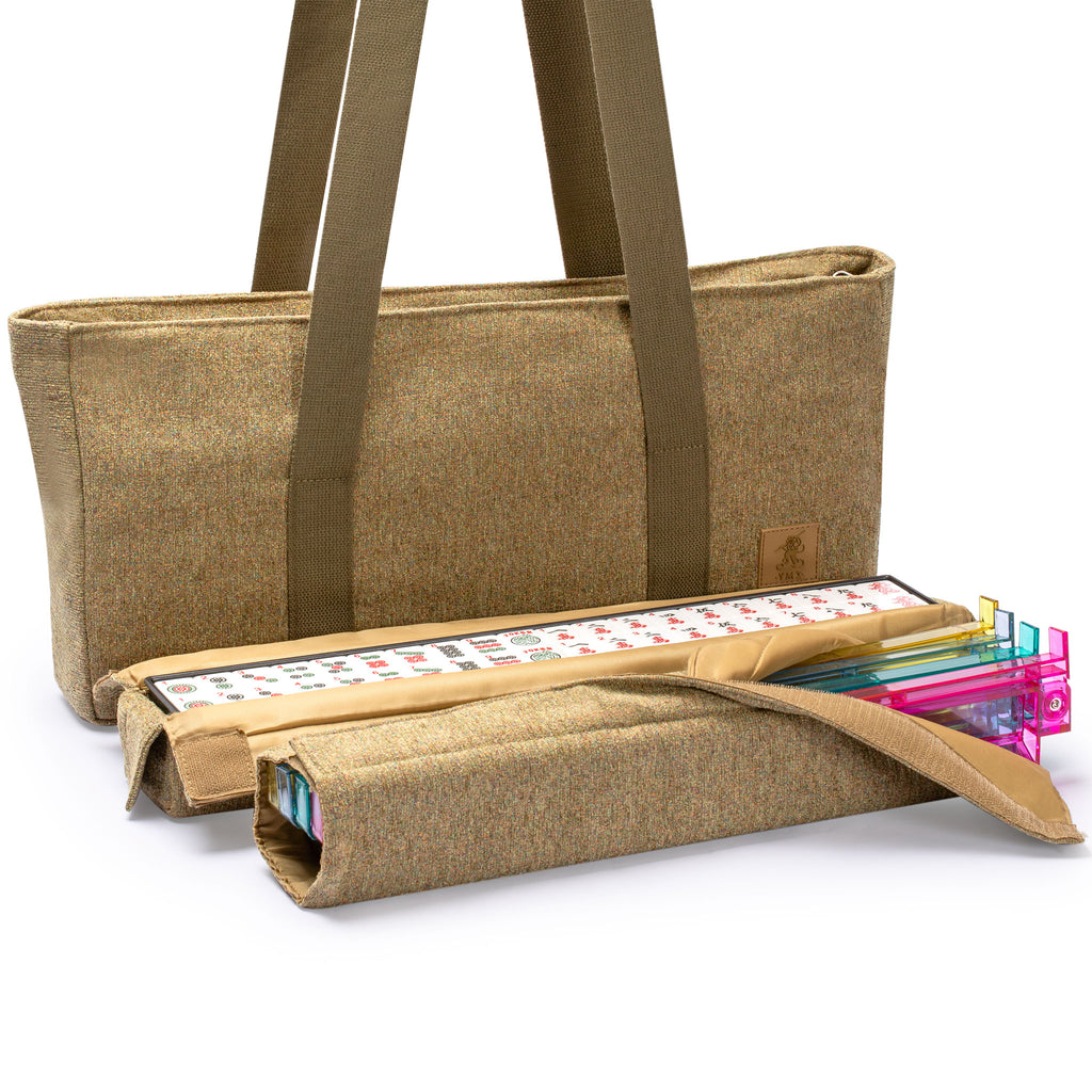 American Mahjong Set, "Papillon" - with Olive Green Soft Case - Racks with Pushers, Scoring Coins, Dice, & Wind Indicator-Yellow Mountain Imports-Yellow Mountain Imports