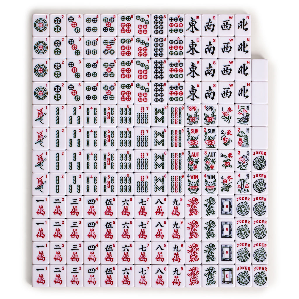 American Mahjong Set, "Pattaya" with Brandy Red Soft Case - Racks with Pushers, Scoring Coins, Dice, and Wind Indicator-Yellow Mountain Imports-Yellow Mountain Imports