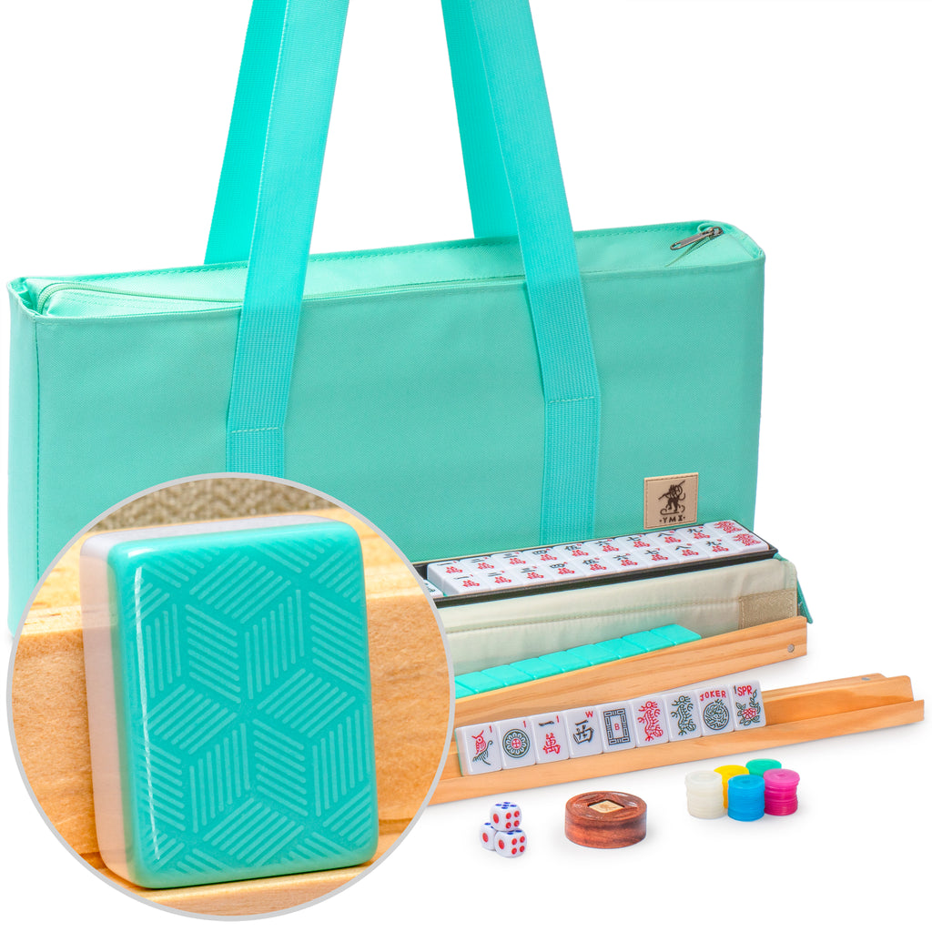 American Mahjong Set, "Pepper" with Pepper Green Soft Case, Racks, Pushers-Yellow Mountain Imports-Yellow Mountain Imports