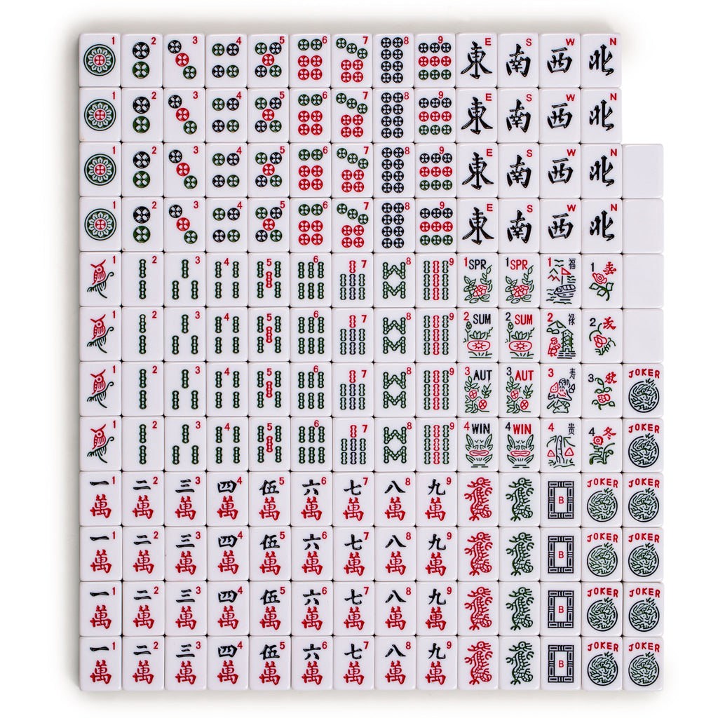 American Mahjong Set, "Pepper" with Pepper Green Soft Case - Racks with Pushers, Scoring Coins, Dice, and Wind Indicator-Yellow Mountain Imports-Yellow Mountain Imports