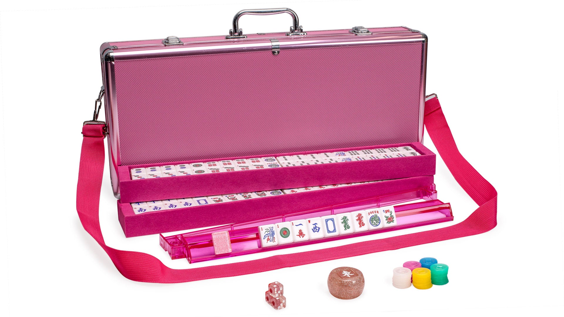 American Mahjong Set - Pink Sparkles - with Aluminum Case, All-in