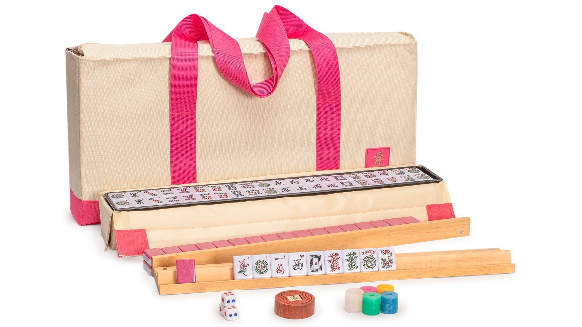 American Mahjong Set, “Rosehill” – 166 Rose-Pink Embossed